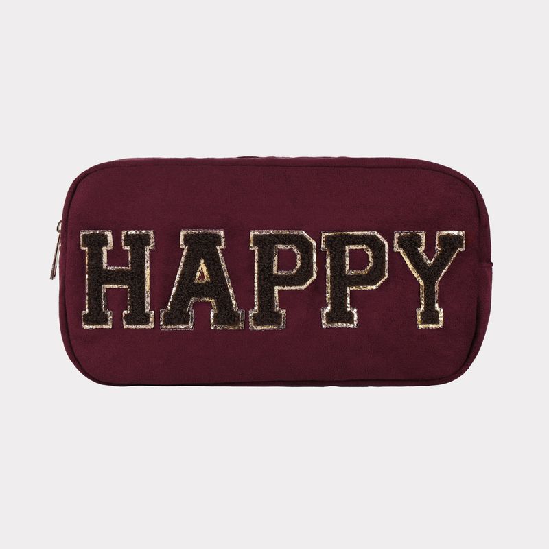 Kosmetiktasche "Happy" bordeaux