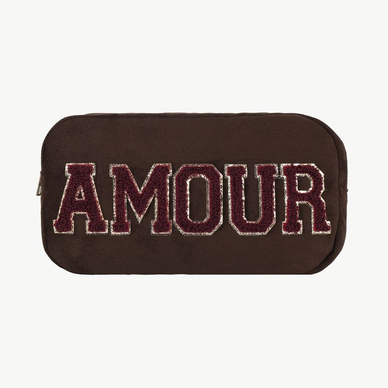Kosmetiktasche "Amour" braun /  bordeaux