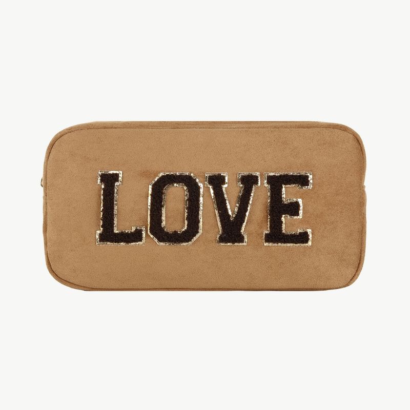 Kosmetiktasche "Love" beige / braun