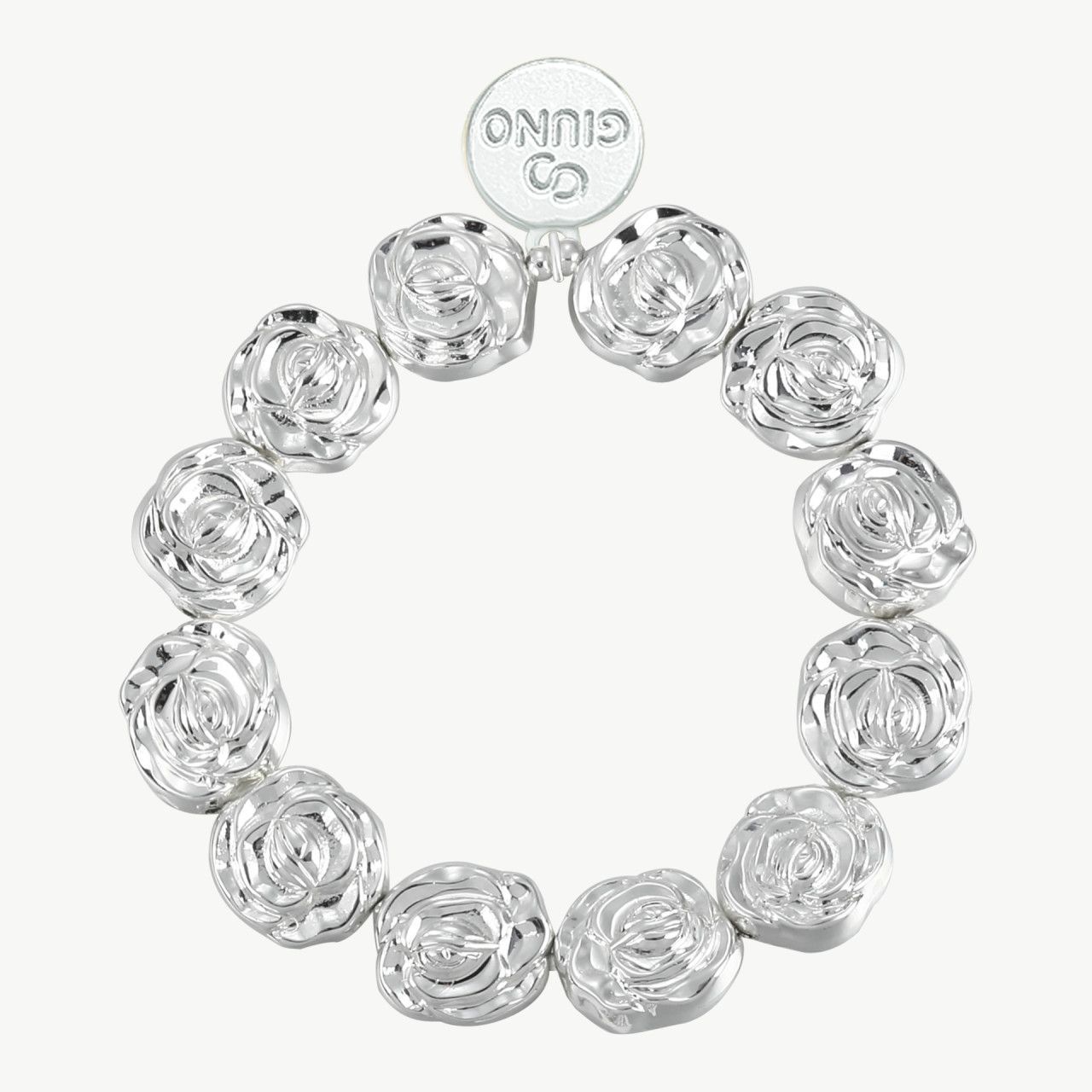 Elastisches Blumenarmband silber