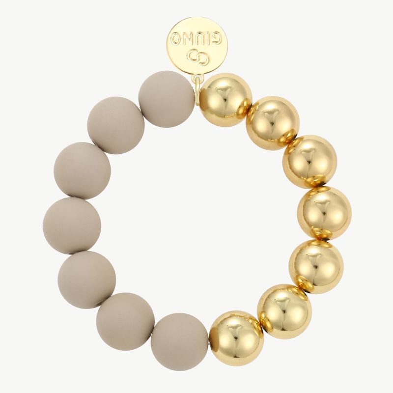 Elastisches Acrylarmband aus Kupferperlen beige