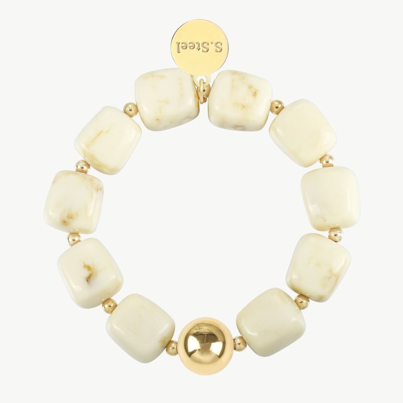 Quadratisches elastisches Armband aus Acryl beige