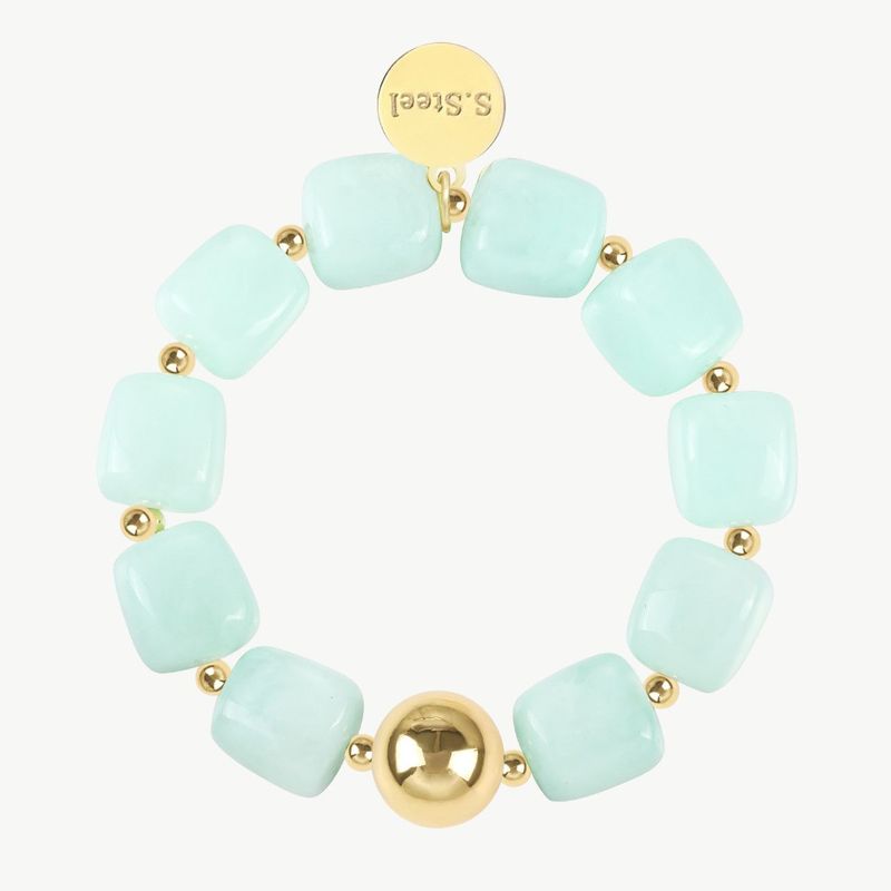 Quadratisches elastisches Armband aus Acryl türkis