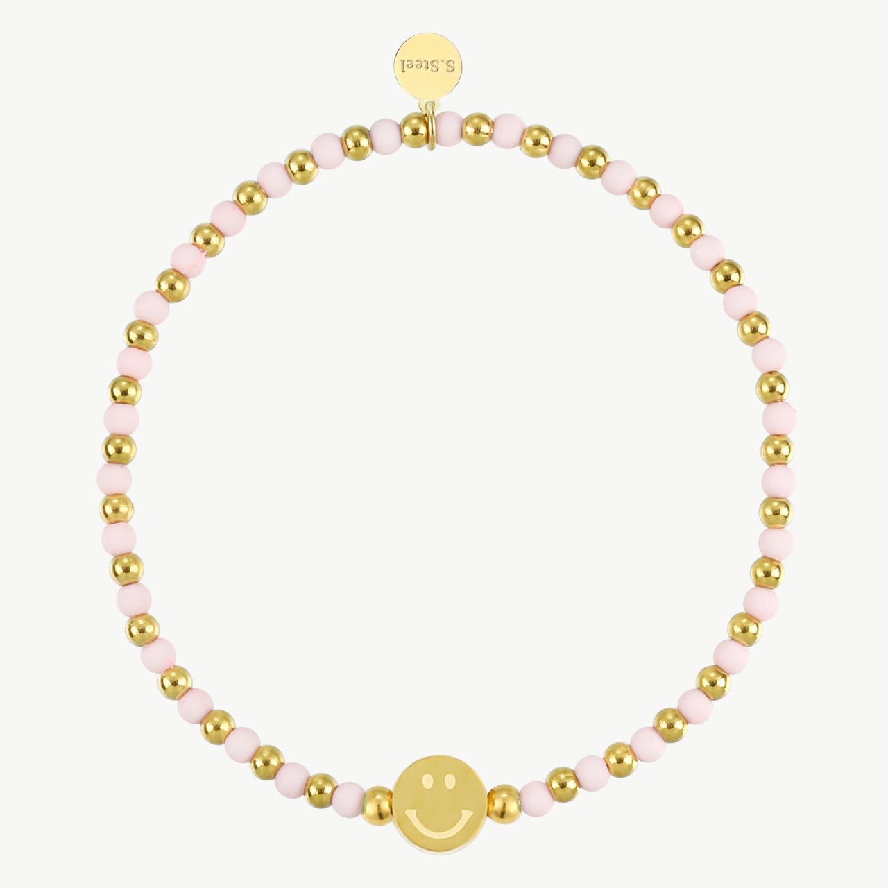 Elastisches Armband Smiley hellrosa