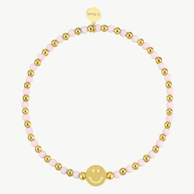 Elastisches Armband Smiley hellrosa