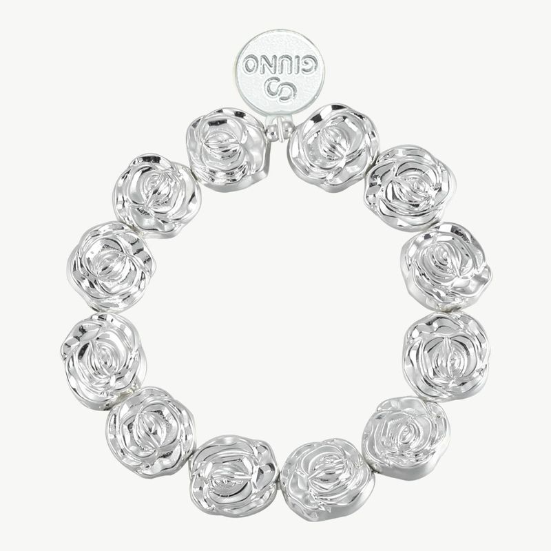 Elastisches Blumenarmband silber