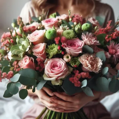 ​Green and pink bouquet
