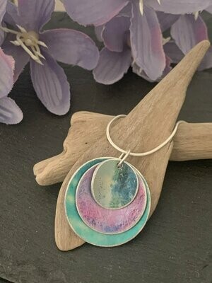 Hand Painted Aluminium Wing Pendant - Teal and Purple