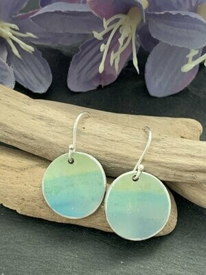 Printed Aluminium and sterling silver drop earrings - Pale Green