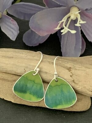 Printed Aluminium earrings - lime and green/blue