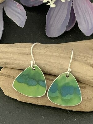 Printed Aluminium earrings - lime and green/blue