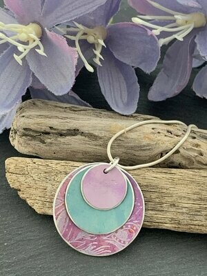 Hand Painted Aluminium Pendant - Teal and Lilac