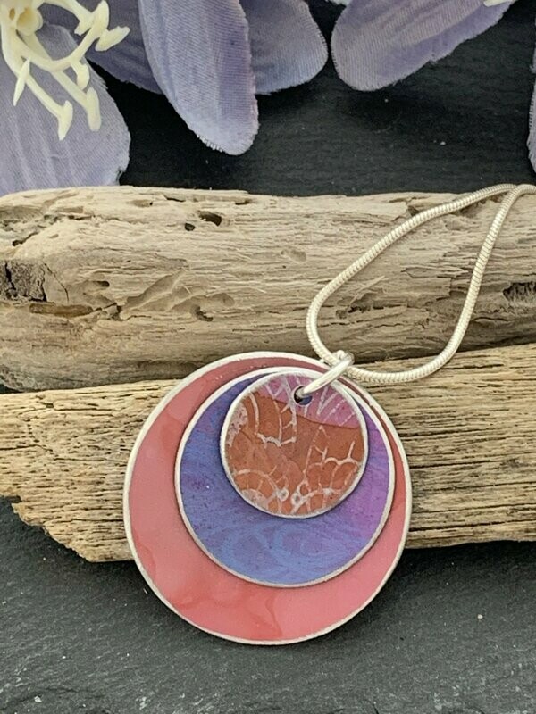 Hand Painted Aluminium  Pendant - Purple and Orange
