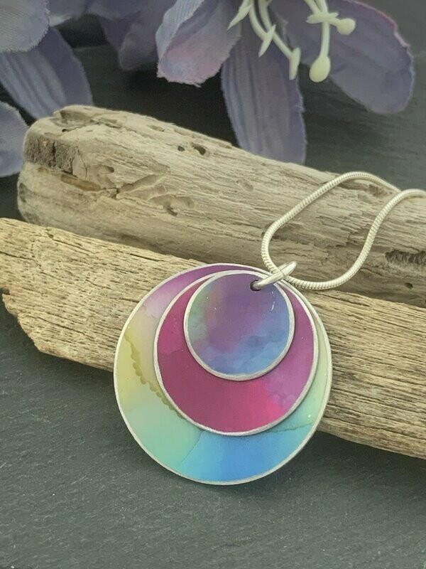 Hand Painted Aluminium  Pendant - Rainbow