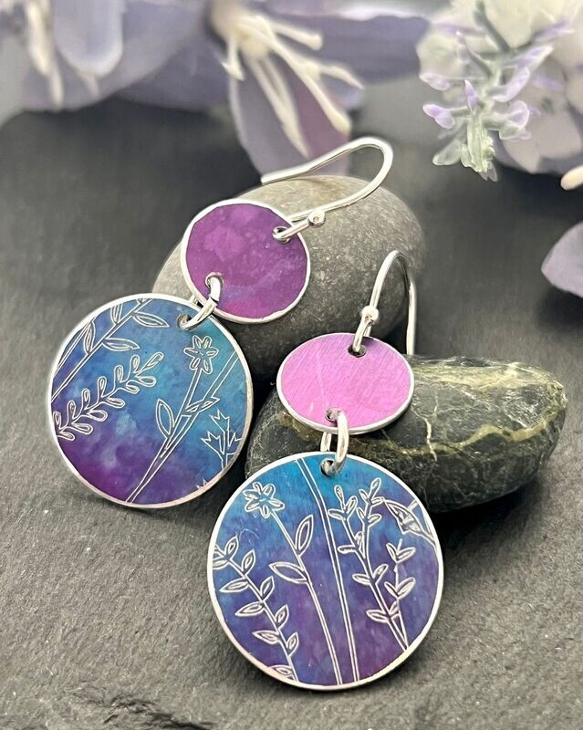 Botanical Engraved Aluminium Earrings