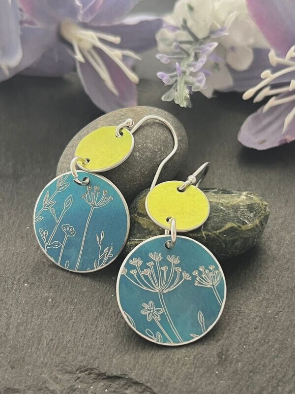 Botanical Engraved Aluminium Earrings