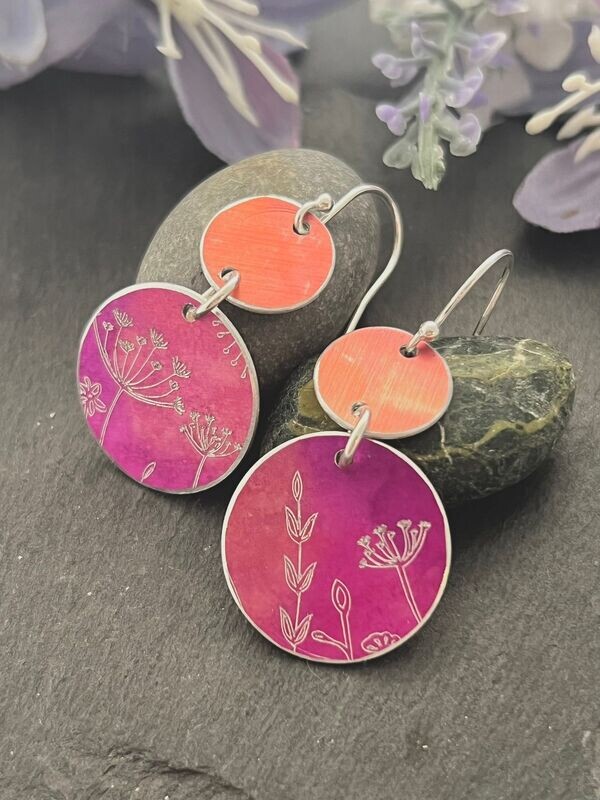 Botanical Engraved Aluminium Earrings