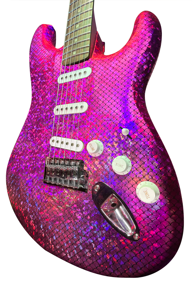 Holographic ST-Style Guitar-Kutte, Farbe: Purple Flakes