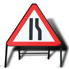 Road Narrows Right Road Sign.