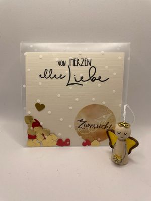 &quot;Kleiner Holzengel mit Herz – Dein persönlicher Schutzengel&quot; GELB