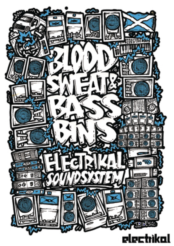 Blood Sweat &amp; Bassbins | A3 Print