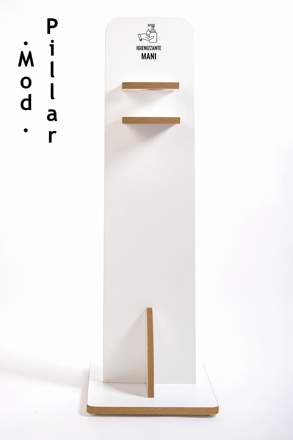 Mod. Pillar - Porta dispenser legno colonnina arredo bianco 121x30x2 - base 30x42