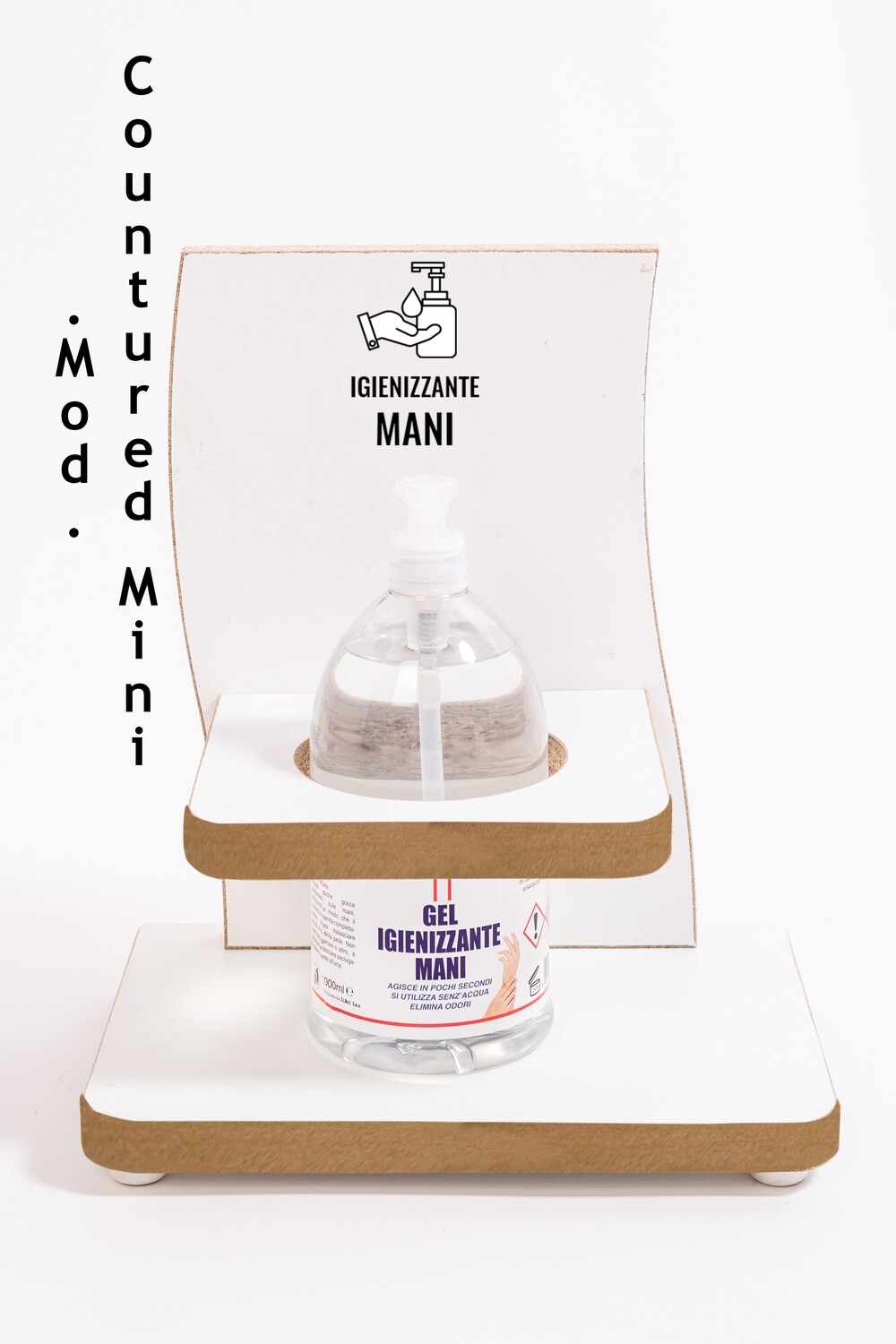 Mod. Countured mini - Porta dispenser legno arredo da banco bianco 28x33 cm