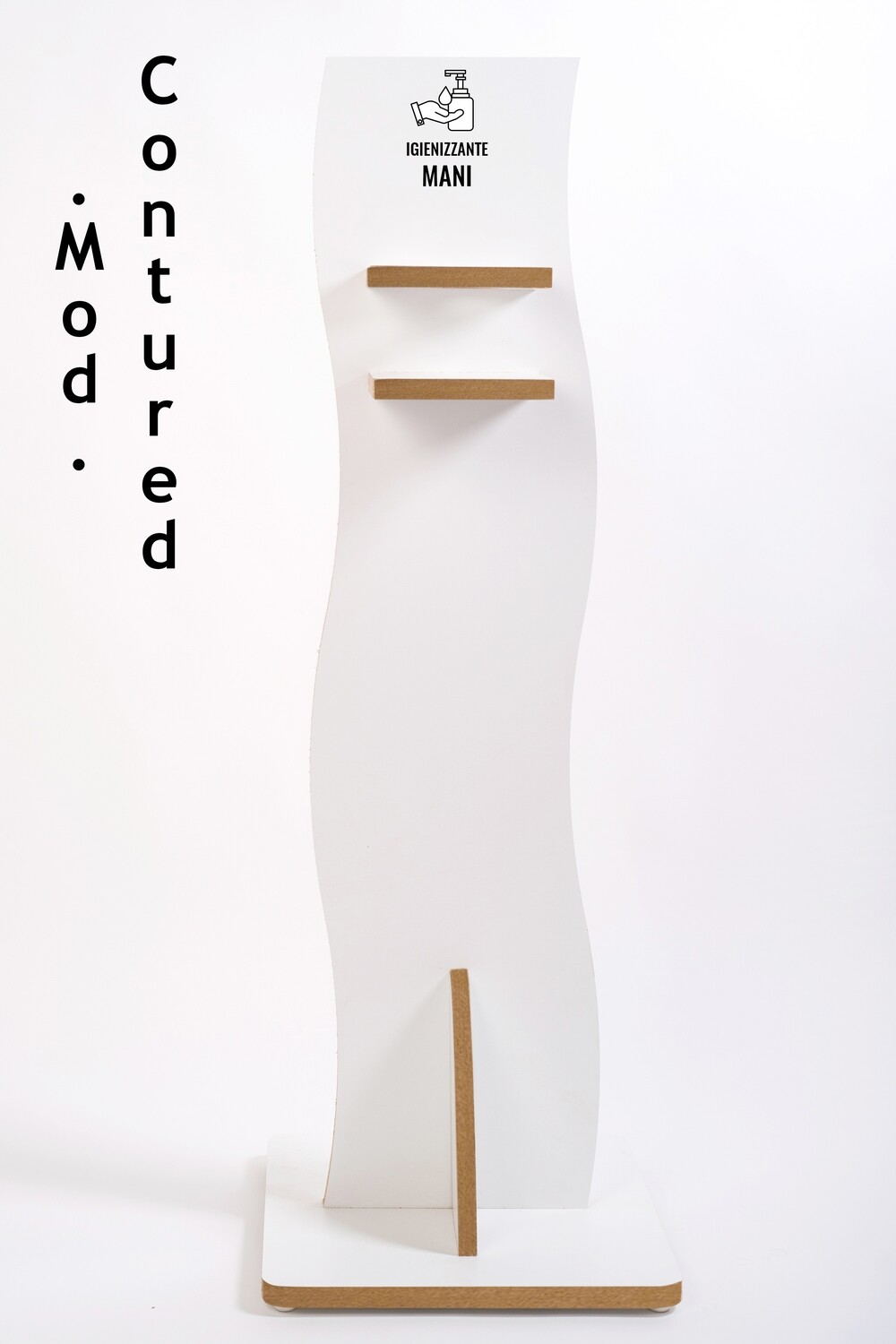 Mod. Contured - Porta dispenser legno colonnina arredo bianco 121x29x2 - base 30x42