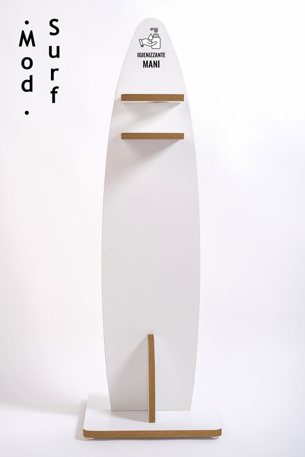 Mod. Surf - Porta dispenser legno colonnina arredo bianco 121x30x2 - base 30x42