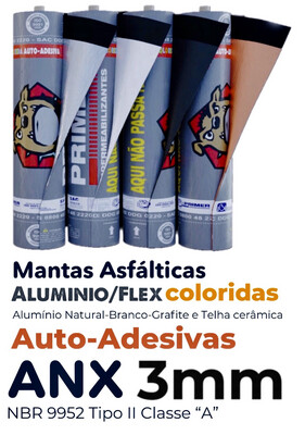 MANTA ASFÁLTICA AUTO-ADESIVA ALU/FLEX 3mm TIPO II Classe “A” ANX40