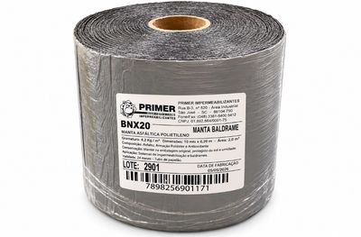 Manta Asfáltica Baldrame Auto-adesiva 20cm x 10m x 3mm BNX20 (2,0m2) Atende NBR Tipo I A