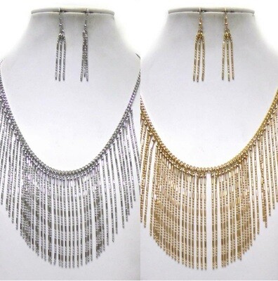 Drop links bib style necklace set