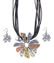 Multicolored flower design necklace set