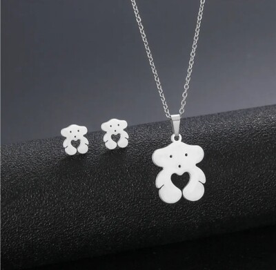 stainless steel jewelry set bear shaped
