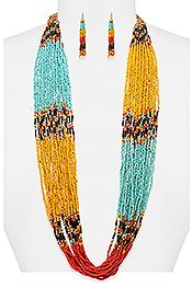 Tribal seeds beads necklace set