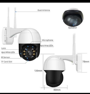 Wifi Security Camera Outdoor AI Human Detect Wireless Camera 1080P PTZ 4X Zoom