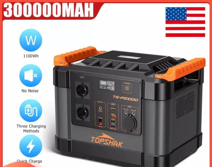 Peak 2000W Portable Solar Power Station Solar Generator 300000mAh Battery Charger Outdoor Energy Power Supply 1100wh For Camping