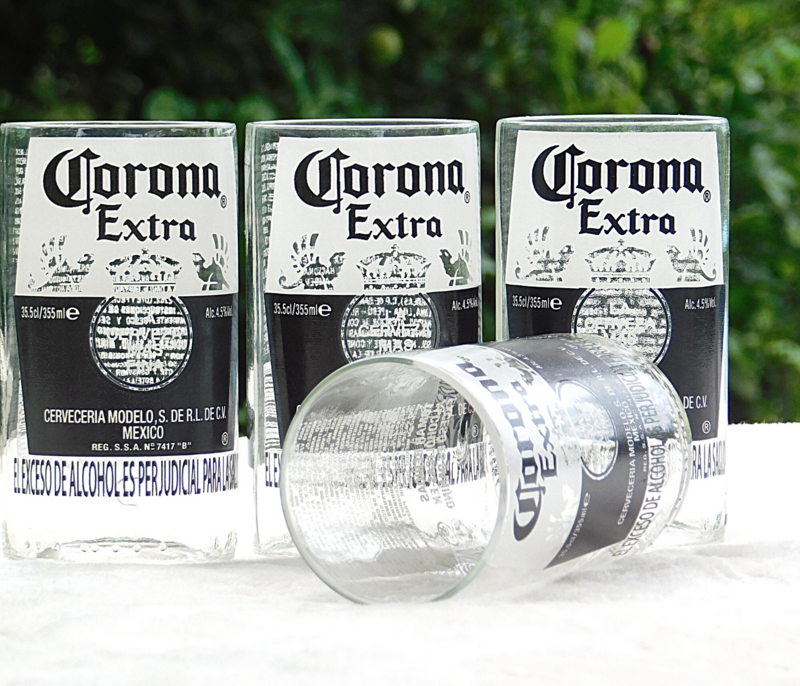 ¿No sabes qué regalar? 4 Vasos Corona reciclados INCLUYE ¡aporte para peluditos! + ENVÍO GRATIS