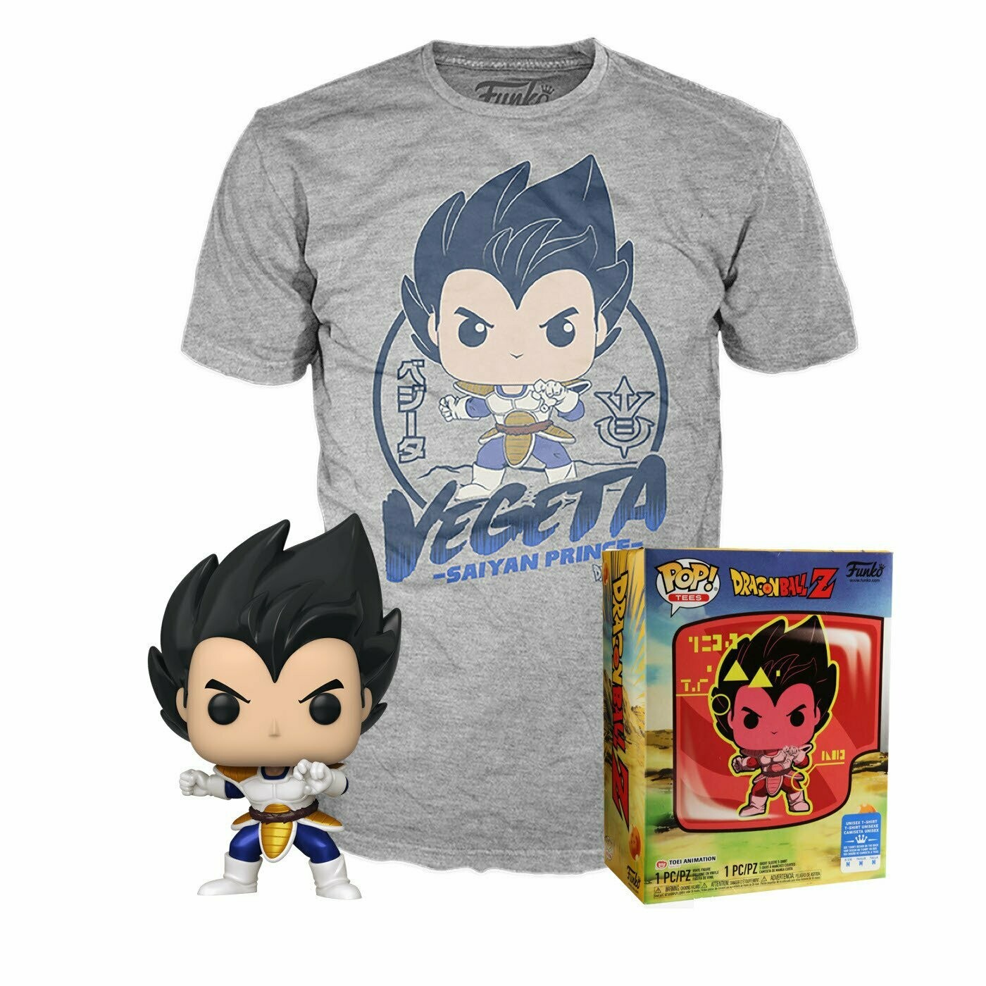 Funko Box Dragon Ball Z Vegeta Saiyan Prince T-Shirt & Vegeta (Metallic) Exclusivo de BoxLunch #614