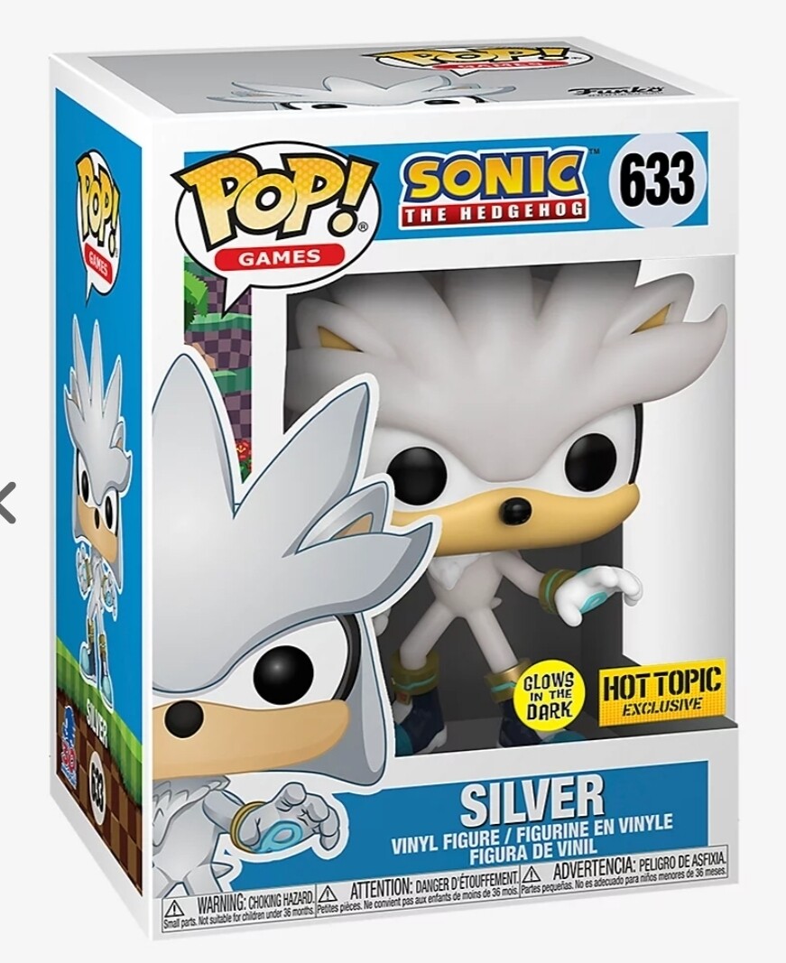 Funko Pop Sonic The Hedgehog Pop! Games Glow-In-The-Dark Silver Exclusivo de Hot Topic
