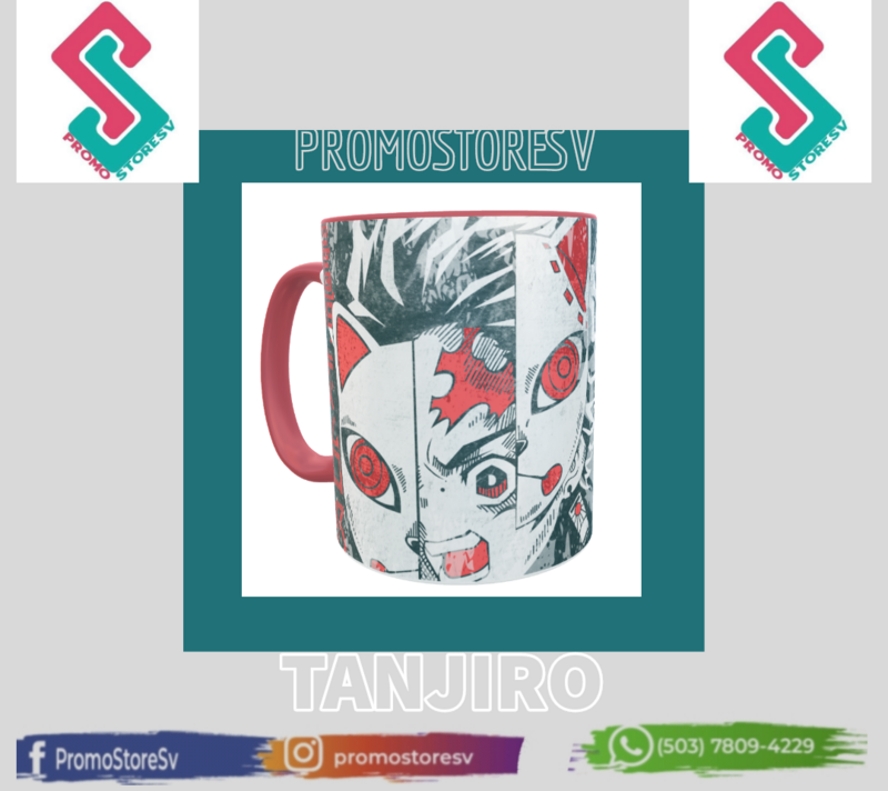 Taza Demon Slayer. Tanjiro Fondo de color
