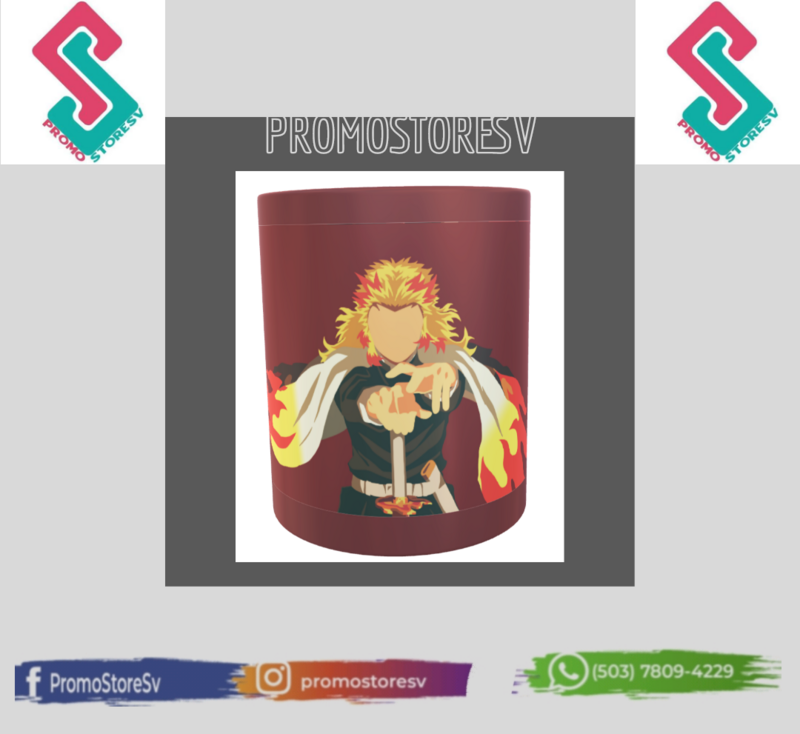 Taza Roja. Diseño Demon Slayer. Rengoku