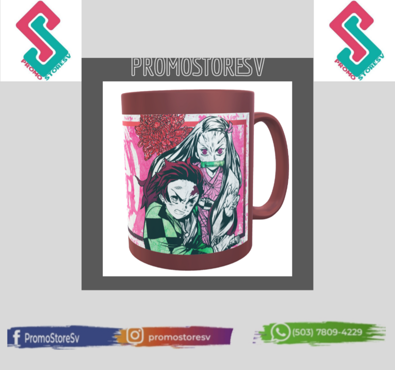 Taza Roja. Diseño Demon Slayer. Tanjiro
