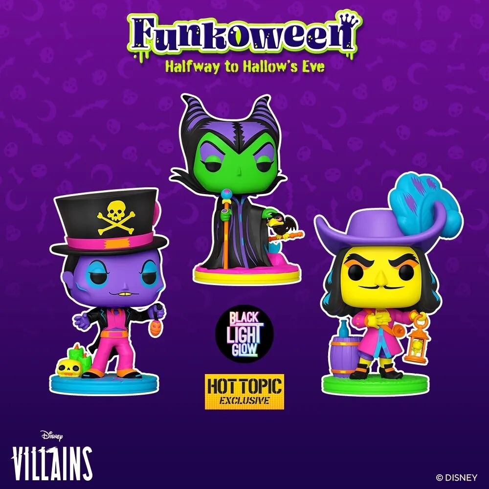 Pre-orden Funko Pop Disney’s Villains. Bundle blacklight Exclusivo de HotTopic