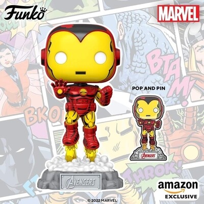 Pre-orden Funko Pop Comic Iron Man w Pin Exclusivo de Amazon
