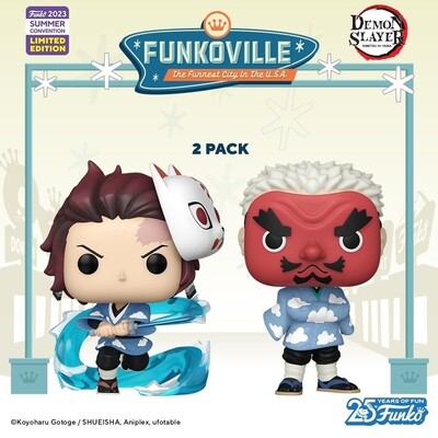 Funko Pop Animation Demon Slayer. 2 Pack Tanjiro &amp; Urokodaki Exclusivo SDCC 2023