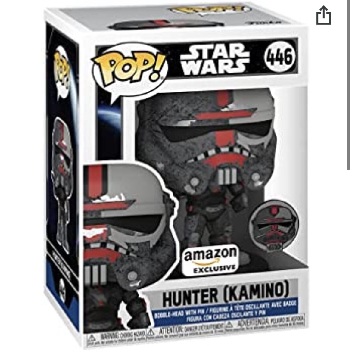 Funko Pop and Pin! Star Wars: Bad Batch - Hunter (Kamino) Across The Galaxy, Exclusivo de Amazon