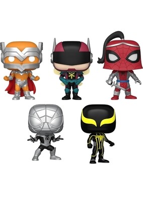 Funko Pop 5 Pack. Prodigy/The Hornet/Prince Of Arachne/Spider-Armor MK I/ Spider-Armor MK II Exclusivo de Amazon