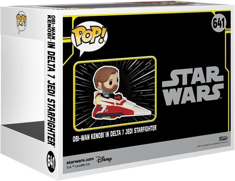Funko ¡Pop! Ride Super Deluxe: Star Wars Hyperspace Heroes - OBI-Wan Kenobi en Delta 7 Jedi Starfighter, Exclusivo de Amazon