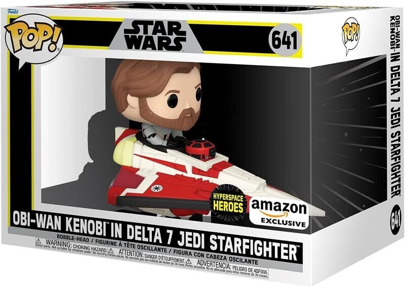 Funko ¡Pop! Ride Super Deluxe: Star Wars Hyperspace Heroes - OBI-Wan Kenobi en Delta 7 Jedi Starfighter, Exclusivo de Amazon